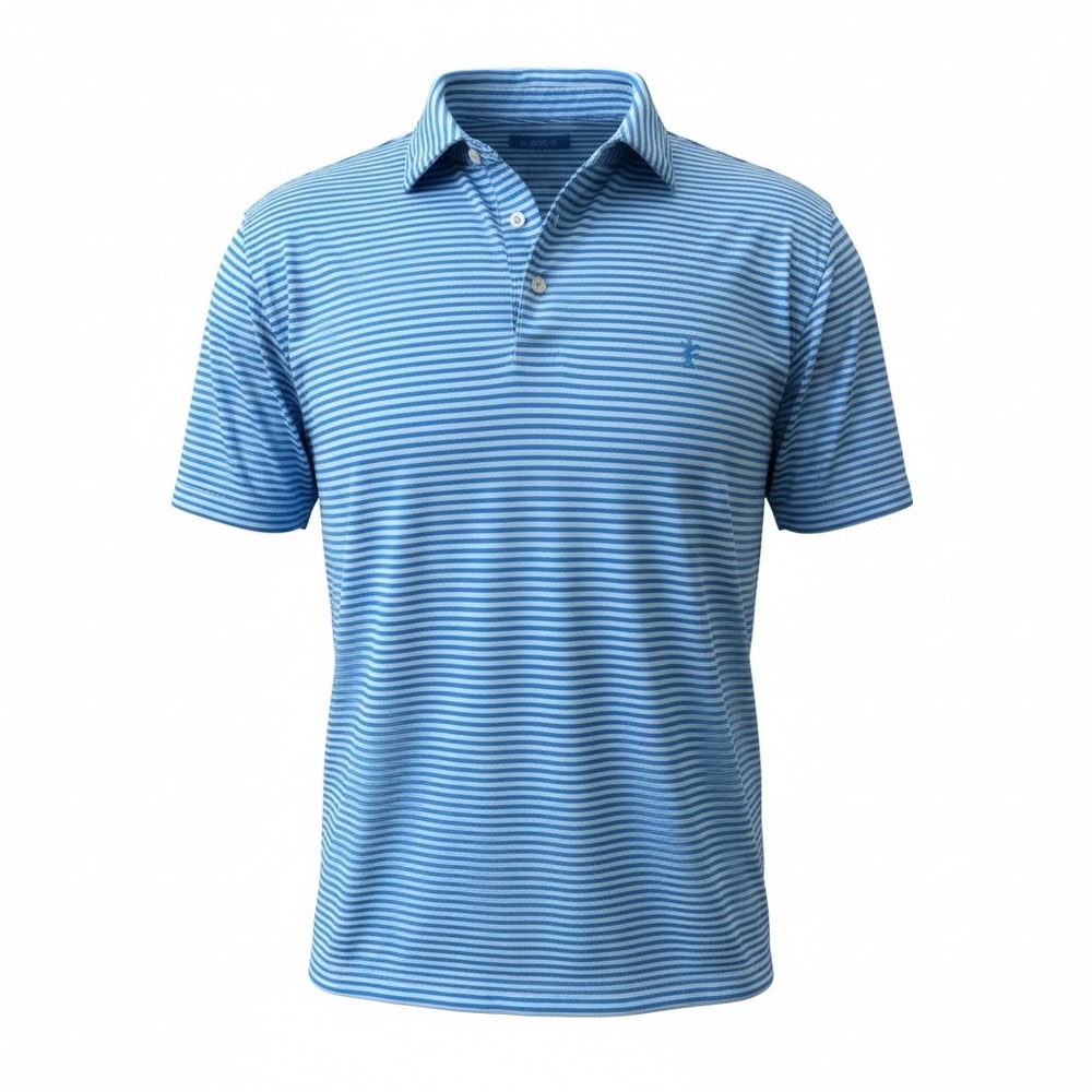IZOD Advantage Performance Mens 2XL Blue White Striped Short Sleeve Golf Polo